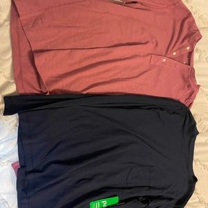 2 mens shirts. Brand new. Mauve is J Crew. Navy is PACT. size medium.